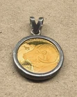 1999 Alaska 1/10 Oz .999 Fine Silver Round Bighorn Sheep Pendant, Gold Wash