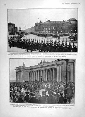 Alter antiker Druck 1905 König Spanien Deutschland Odessa Zar Warschauer Verfassung 20.
