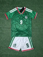 Youth Sizes/ Raul 9 Mexico World Cup Home Jersey Set
