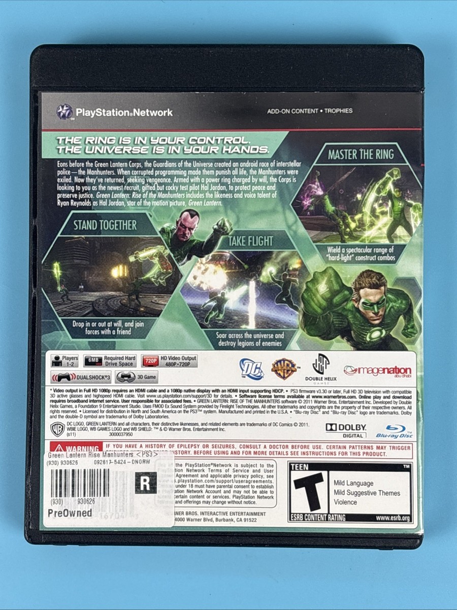 Green Lantern: Rise of the Manhunters Sony Playstation 3 PS3 Game