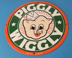 Vintage Piggly Wiggly Sign - Grocery Store Gas Pump Porcelain Service Sign