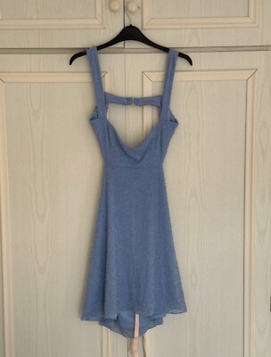 Oh Polly Embellished Cut Out Mini Dress in Powder Blue | eBay UK