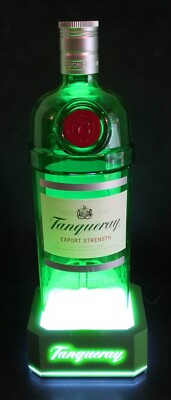 Tanqueray Showflasche, 3 Liter Dekoflasche mit beleuchtetem Podest, Bar, Neu