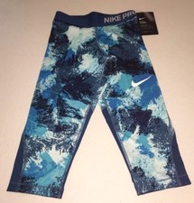 NIKE GIRLS PRO COOL TRAINING CHALKDUST PAINTED LEGGINGS CAPRIS  SIZE - S NWT