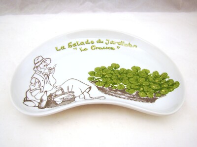 Creation Decor de Paris LA SALADE DU JARDINIER Crescent Salad Plate 'Le Cresson'