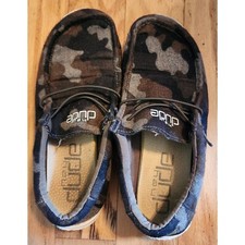 Hey Dude Wally Linen Youth Camo Slip On Loafers Casual Shoes Size Y6/L7