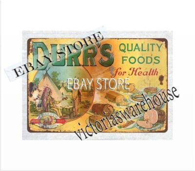 DURR'S QUALITY FOODS native American Indian metal tin sign room metal artwork