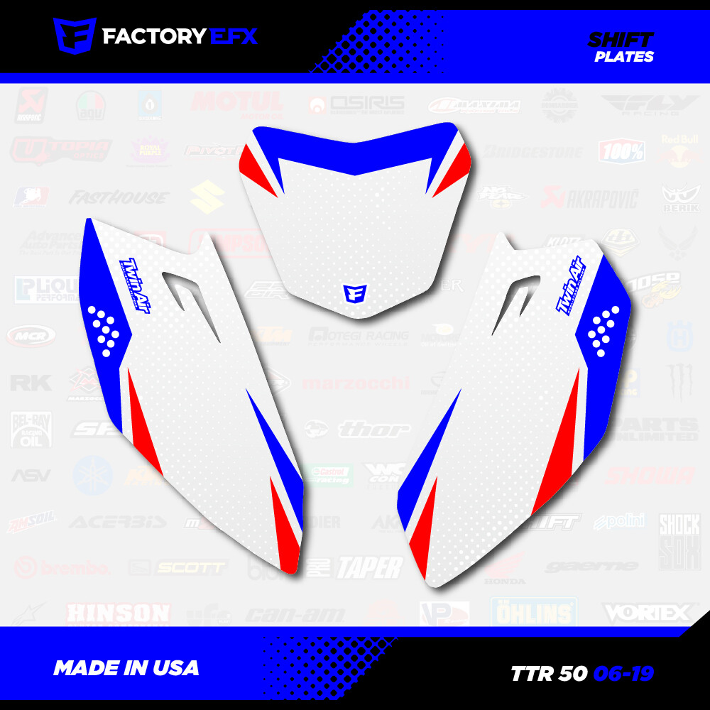 Factory EFX Shift Racing Graphics Kit – Red, White & Blue For 06-24 Yamaha TTR50