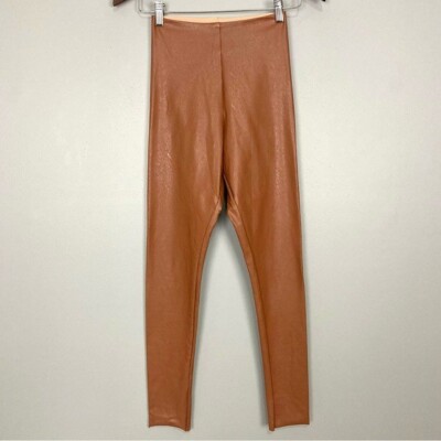 Commando Faux Leather Smoothing Leggings Women's Size S Cocoa