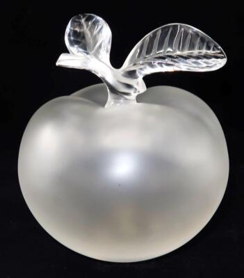 Lalique Frosted Crystal Nina Ricci GRAND POMME Large Apple Perfume Bottle 5 3/4''