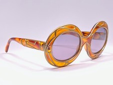 VINTAGE MICHELLE BREVET 1950'S STAINED GLASS AMBER  GOLD SUNGLASSES FRANCE