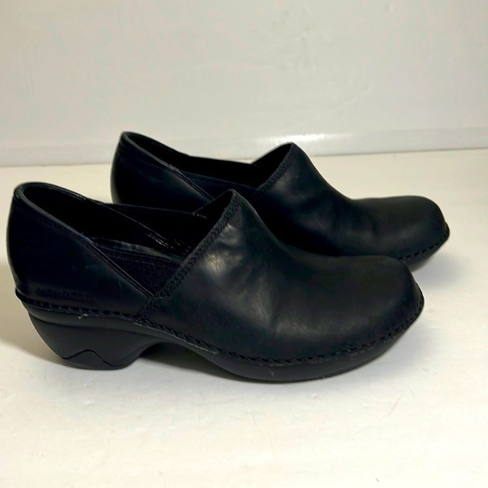 Zoccoli scarpe slip on Merrell performance footwear pelle nera taglia 7