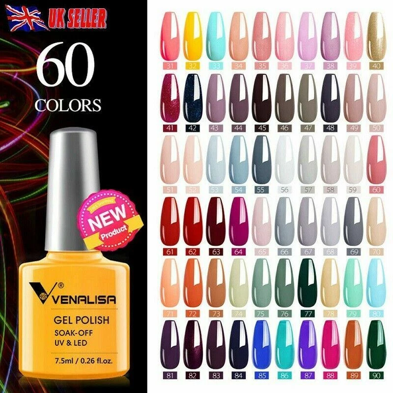 Nail Gel Polish set VENALISA Soak off UV LED Colour Base Top Coat Nail Varnish - Image 2 of 4