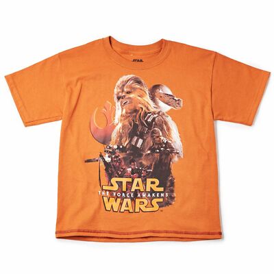 NWT STAR WARS YOUTH TSHIRT AGE 8-20 WOOKIE WARS ORANGE