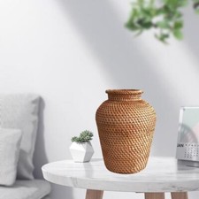 Hand-Woven Rattan Flower Vase Indoor Planters, Decorative Small Basket for