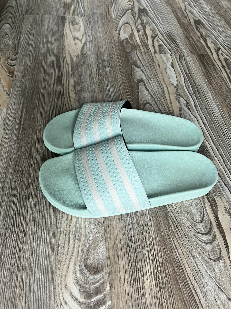 adidas Adilette Men s Slide Sandal Size 13 Ice Green White