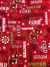 Rudolph Red Nosed Reindeer Cartoon Scrub Top Blue Size Large Holiday Christmas