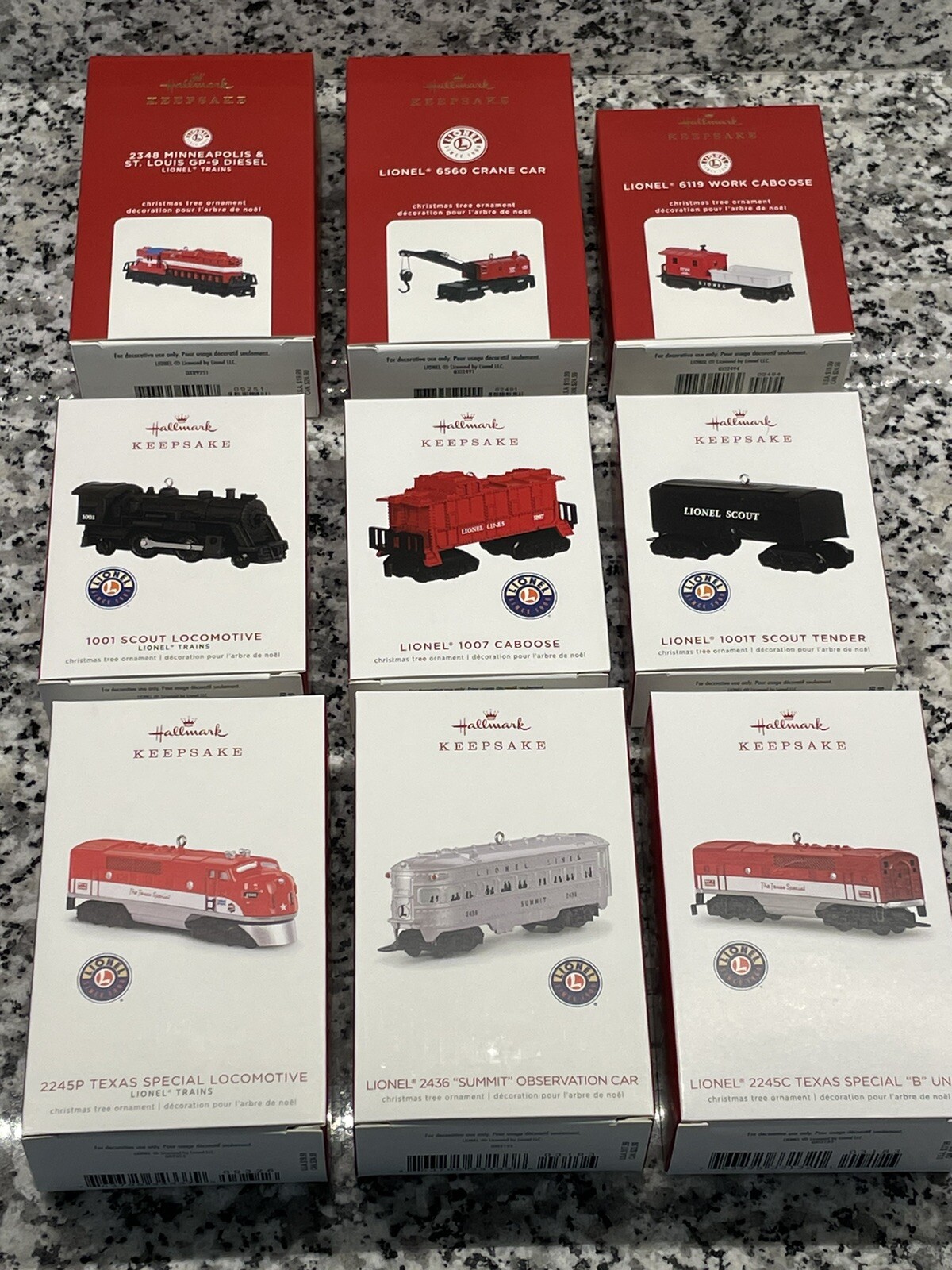 Hallmark Keepsake Ornaments "LIONEL TRAINS", COMPLETE SERIES (Set Of