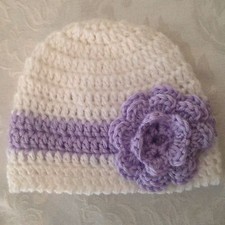 Hand Crocheted Baby Infant Toddler BEANIE CAP HAT Girls MADE IN THE USA