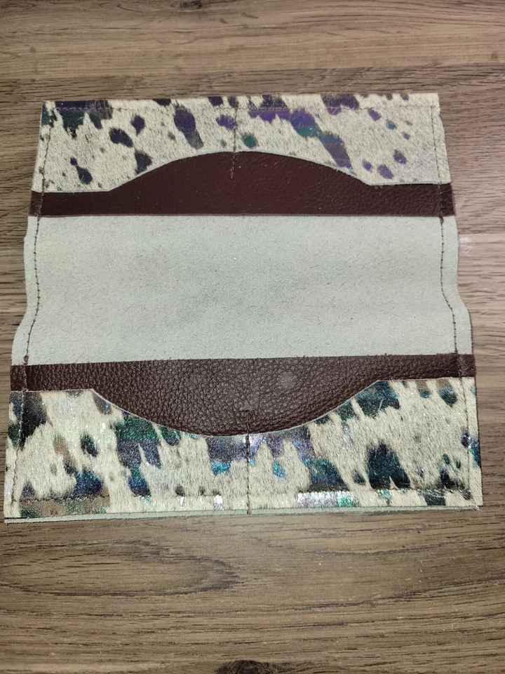 Cartera de cuero real salpicaduras metálicas Foto 2 de 2