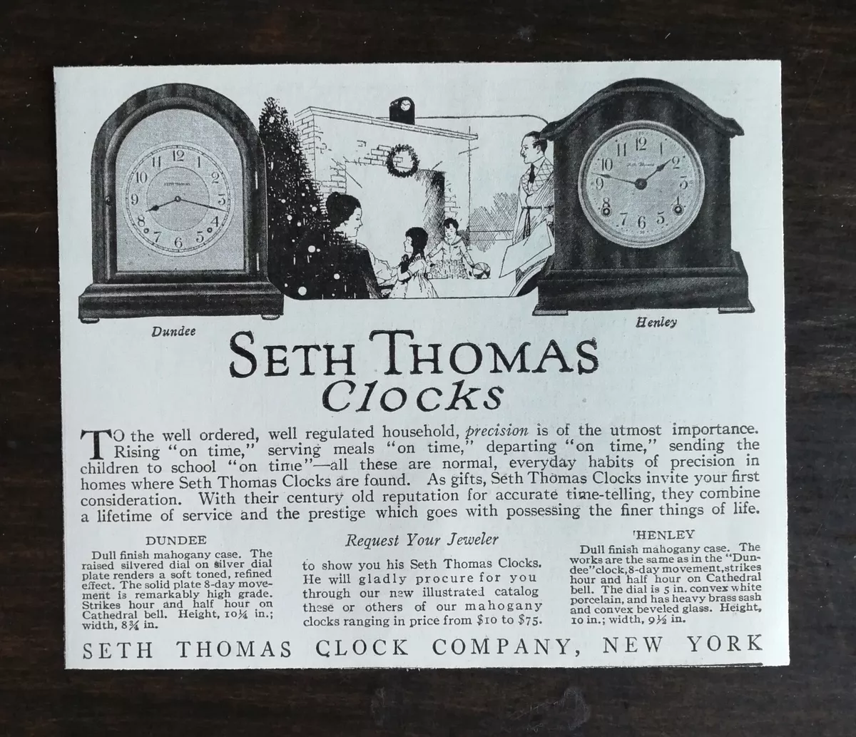 Vintage 1917 Seth Thomas Clock Company New York Original Ad 222 B | eBay