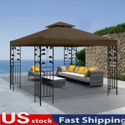 10'x10' Waterproof Gazebo 2Tier Top Replacement Canopy UV Sunshade Patio Cover