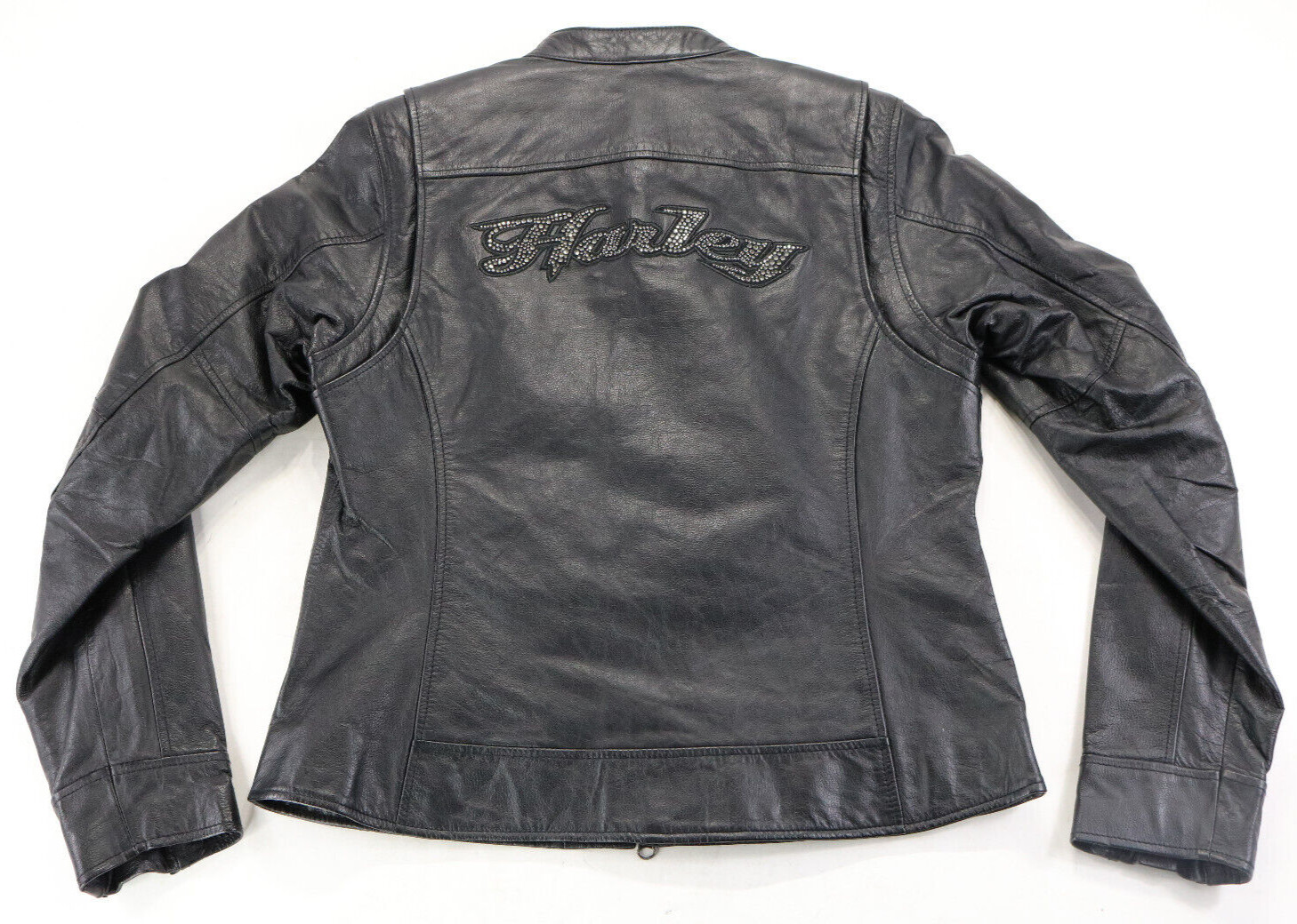 harley davidson jacket M black leather soft zip pockets Bling bar zip nwt 97049