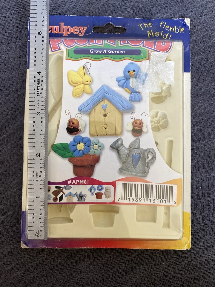 Molde de empuje flexible Sculpey cultivar un conjunto de jardín flores de primavera insectos pájaro pajarera Foto 4 de 4
