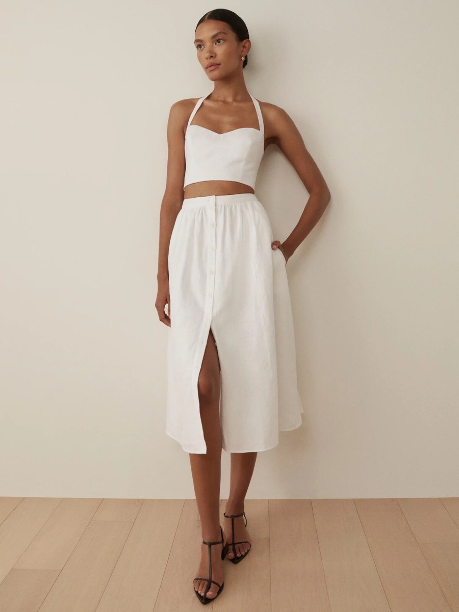 NWT REFORMATION Orzo Linen Two Piece Set Outfit White Size 12