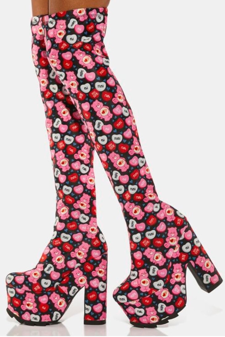 DOLLS KILL X CARE BEARS LABYRINTH VALENTINES PLATFORM BOOTS UK4 BNWT  ❤️
