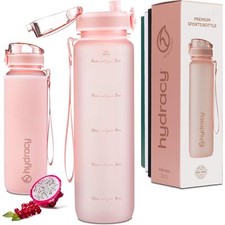 Hydracy Water Bottle with Time Marker 32 oz Rose Gold
