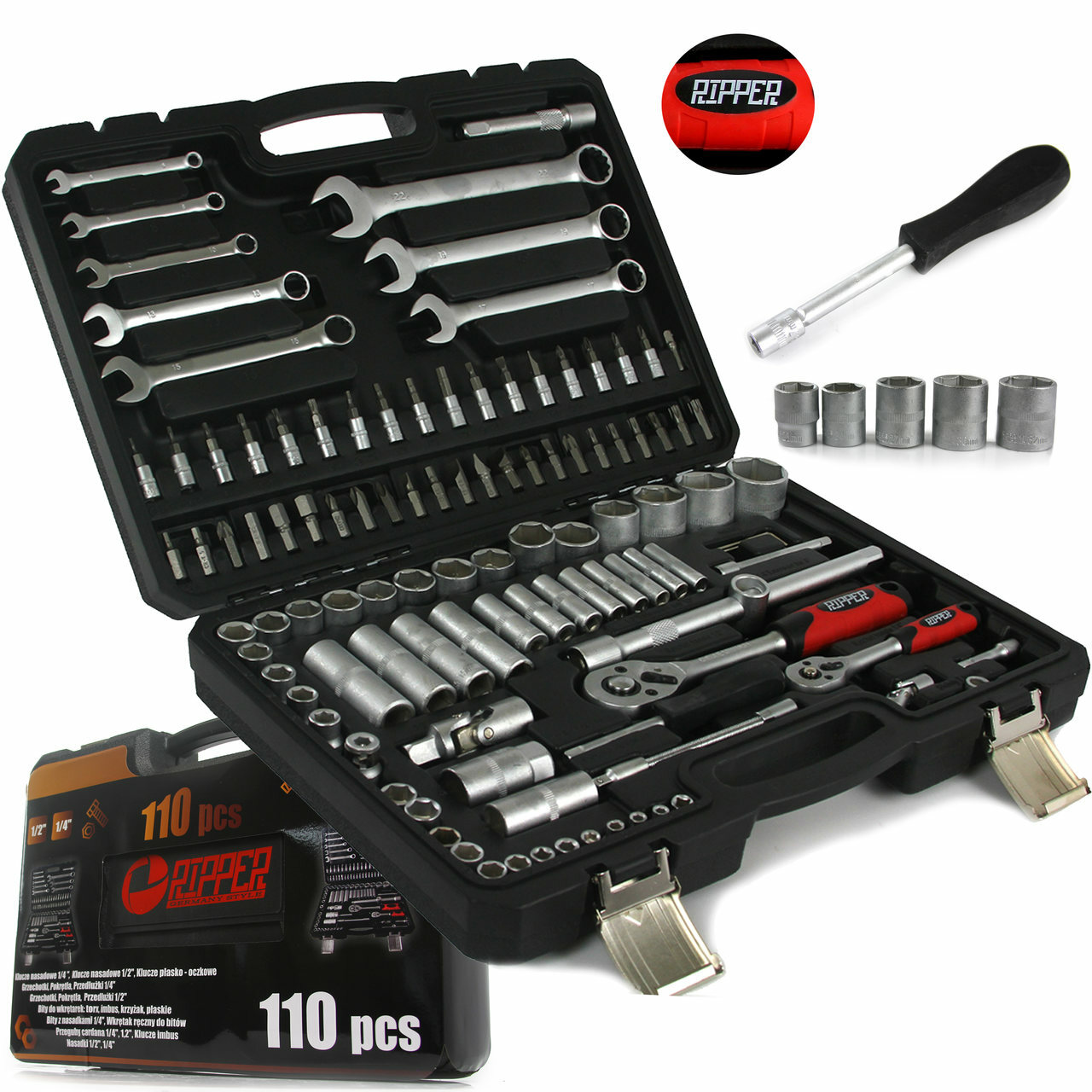 Kit Chiavi a Cricchetto 110 Pezzi in Valigetta Professionale per Officina