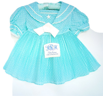 VINTAGE  BABY GIRL TURQUOISE PARTY SAILOR  DRESS ADORABLE! ~~HER ROYAL HIGHNESS!