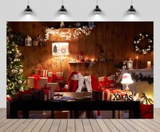 7x5ft Santa Claus Room Backdrop Christmas Tree Fireplace Gifts Xmas Background