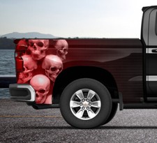 Skulls Red Pile Truck Wrap Vinyl Bed Side Graphic Decal Tailgate DS PS 80x40