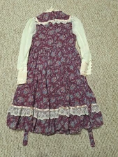 Vtg Girls Gunne Sax Juenes Filles Jessica Floral Prairie Floral Lace Dress Sz 10