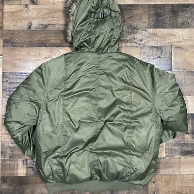 Vintage Ecko Bomber Nylon Jacket Coat Full Zip Mens XL Faux Fur