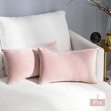 Pack of 2 Super Soft Throw Pillow Covers Rectangle 2 pieces, 12"x20" Pink