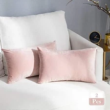  Pack of 2 Super Soft Throw Pillow Covers Rectangle 2 pieces, 12"x20" Pink