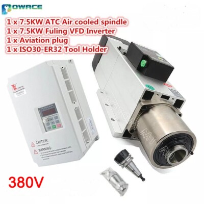ISO30 380V 7.5KW  ATC Air Cooled Spindle Motor Tool Changer +5.5KW VFD Inverter