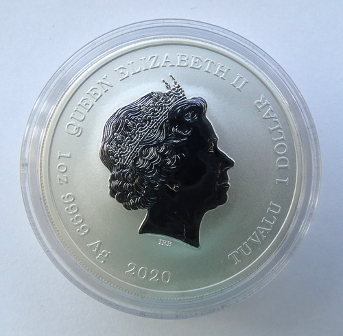 Queen Elizabeth II / 1oz 9999 Ag 2020 / TUVALU 1 Dollar / FedEx FS - Picture 5 of 10