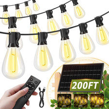 200FT Solar String Lights Outdoor Waterproof 72 2 LED Bulbs, Solar Powered with