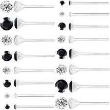 Anti Allergy Hypoallergenic Plastic Stud Earrings Set, 8 Pairs with Black