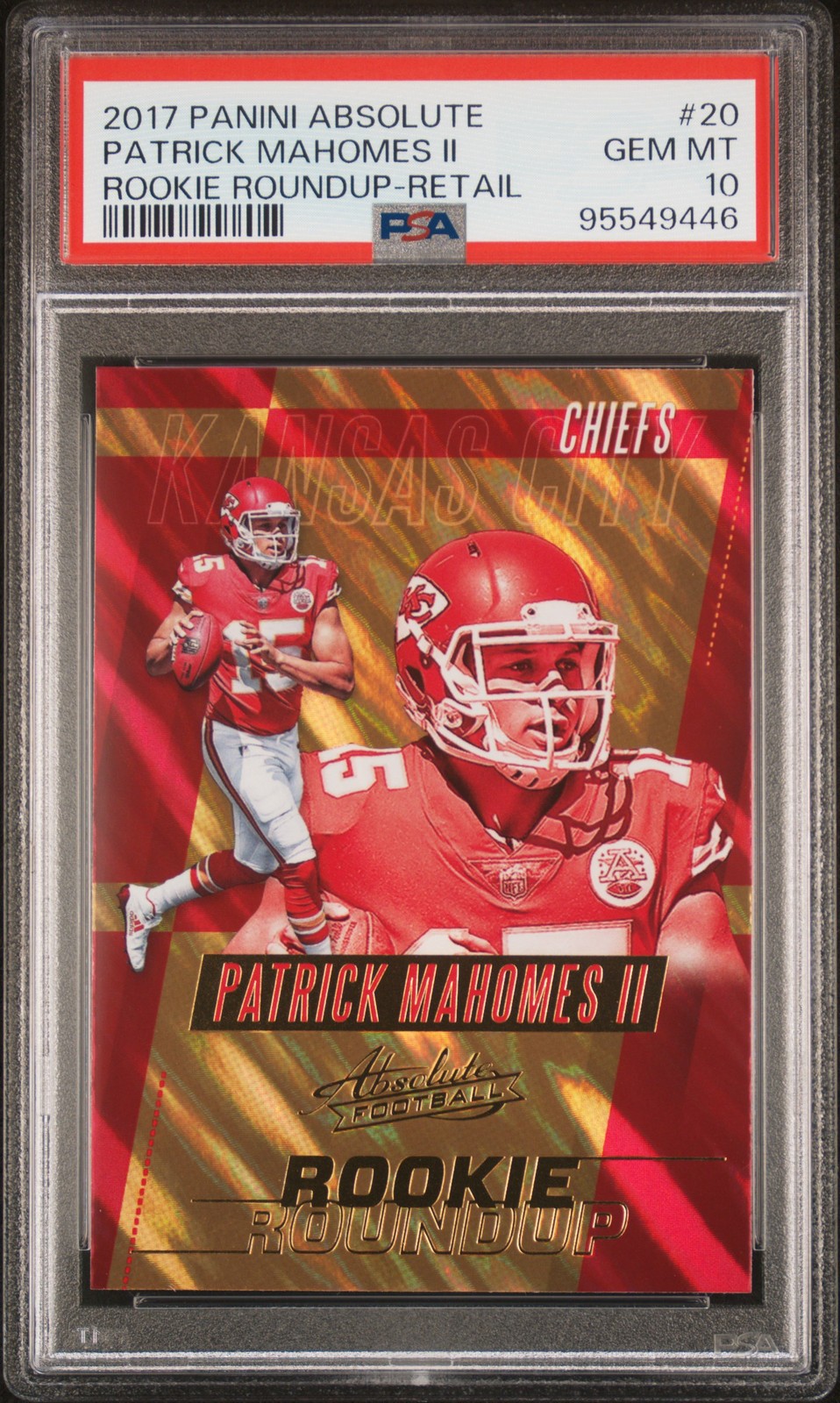 2017 PANINI ABSOLUTE ROOKIE ROUNDUP RETAIL #20 PATRICK MAHOMES II ROOKIE PSA 10 view 1