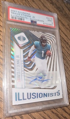 2021 Panini Illusions Travis Etienne Jr. Illusionists Rookie Autos SP 1/99 PSA 9