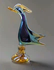 Murano Art Glass Bird Sculpture Figurine Teal Blue Purple Sommerso Vtg MCM Decor