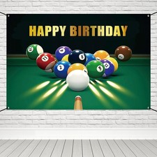 Renaiss 6x3.6ft Happy Birthday Banner Billiards Kick-Off 6x3.6ft, Black,Green