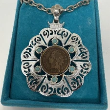 Vintage JoAnne Jewels 1905 Penny Necklace US Antique Coin Collectors 24” NIB