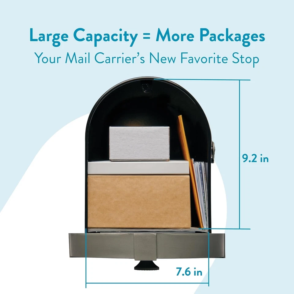 Brunswick Large, Steel, Post Mount Mailbox, Black & Brushed Nickel  - Image 3 of 4