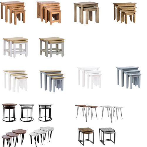 Vida Designs Arlington Nest of 2 Tables Side End Modern Table Set MDF Square Furniture (Grey) 9 Wooden Nested Nesting Nest of Tables Set of 2 3 Coffee Side Table Living Room